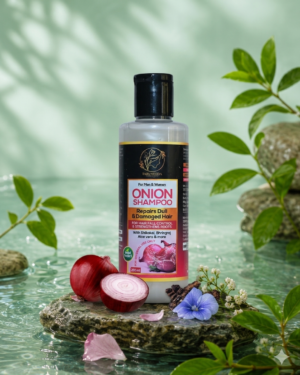 Onion Shampoo for Hair Fall Control & Hair Growth – Infused with Red Onion Extract, Keratin & Plant-Based Oils – Sulfate-Free, Paraben-Free, 200ml